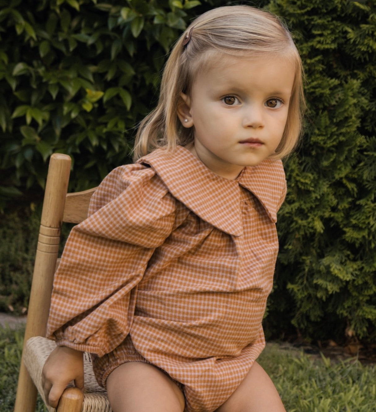 Pelele vichy caramelo